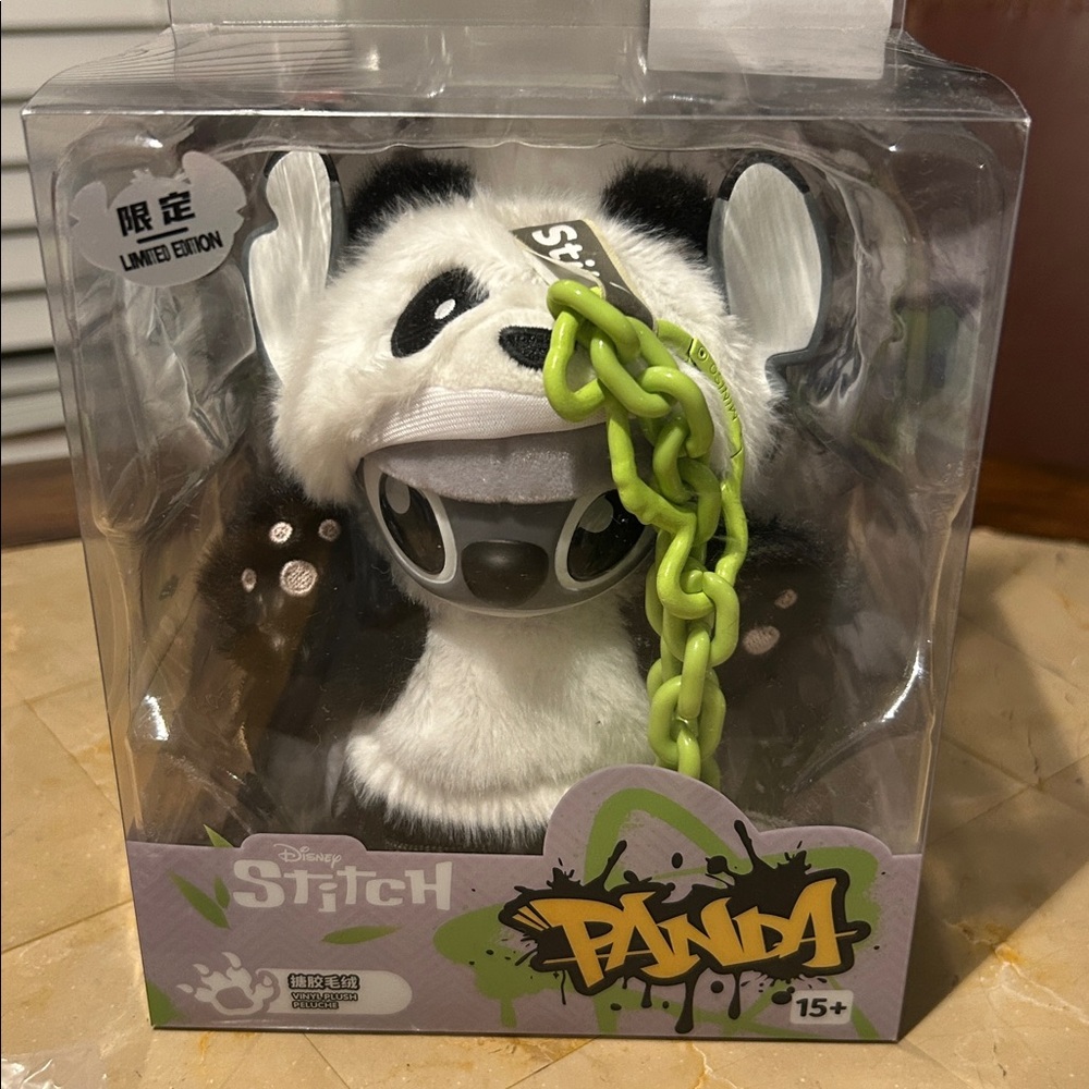 Authentic China Exclusive Disney Stitch Panda Plush Toy - Black and White